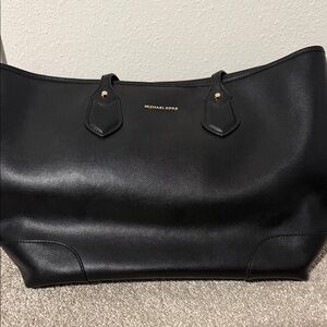 Michael Kors Black Leather Handbag with Gold Details